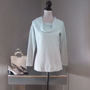 NWT New York & Company Aqua Blue & Silver Sweater